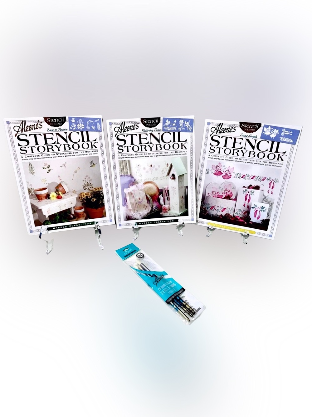 Aleene’s Vintage '90s Stencil Storybooks + Designer Stencil & Fabric Brushes Set